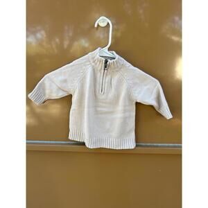 Baby Sweater 6-9 Months Cream Half-Zip Knit Pullover
